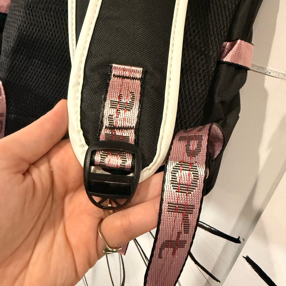 NEW Stray Kids Black & White Backpack with Pink Accents, Charging Access - Picture 8 of 10